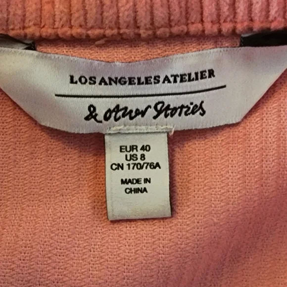 Los Angeles Atelier & Other Stories Coral Corduroy Jumpsuit Size 8 - Picture 10 of 15